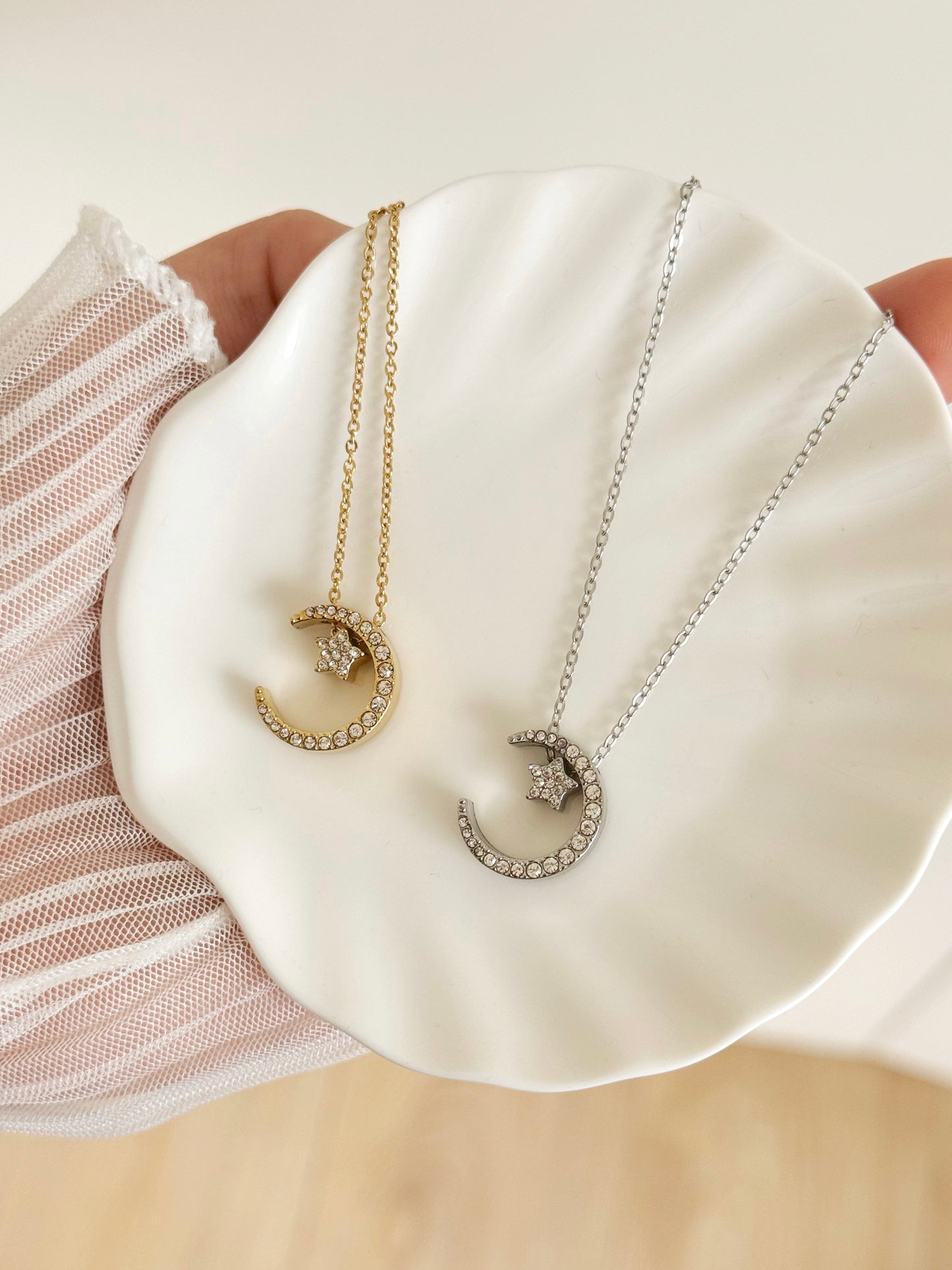Moon and star necklace