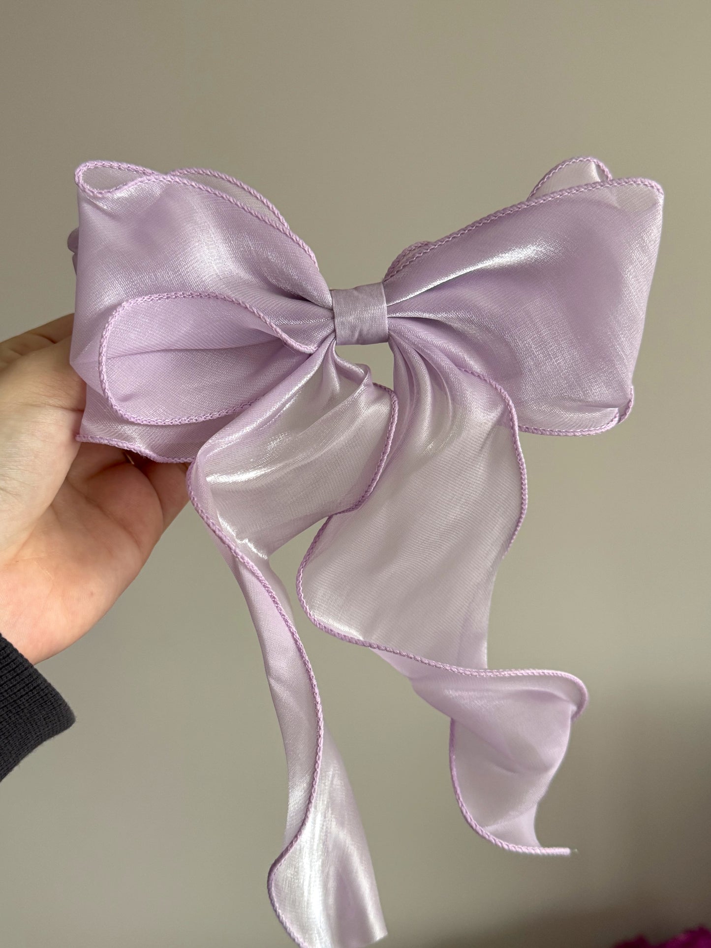 Purple mesh bow hair clip