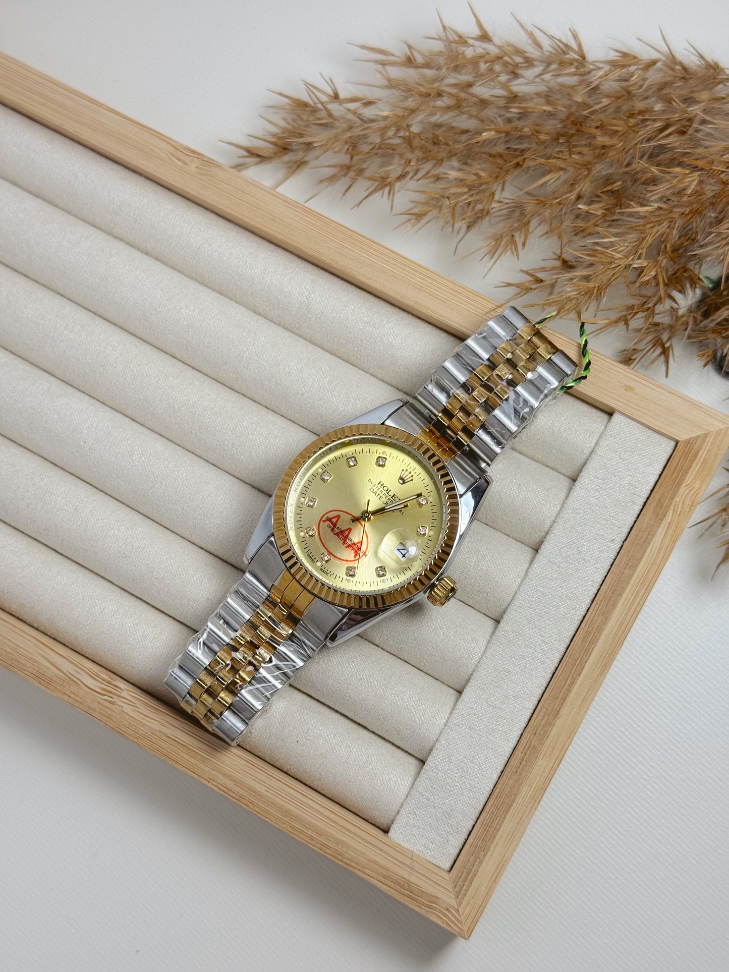 Golden rolex watch unisex
