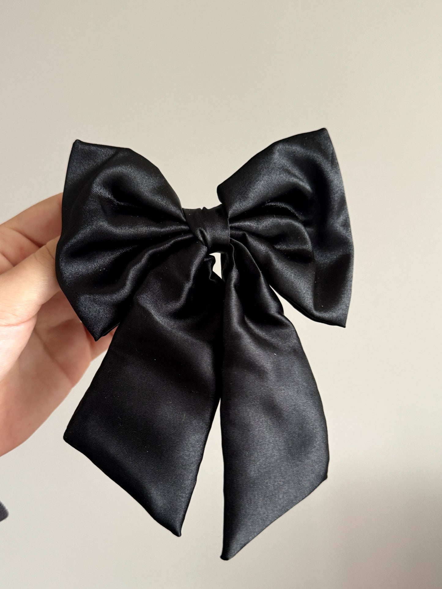 Simple Black saten Bow hair clip