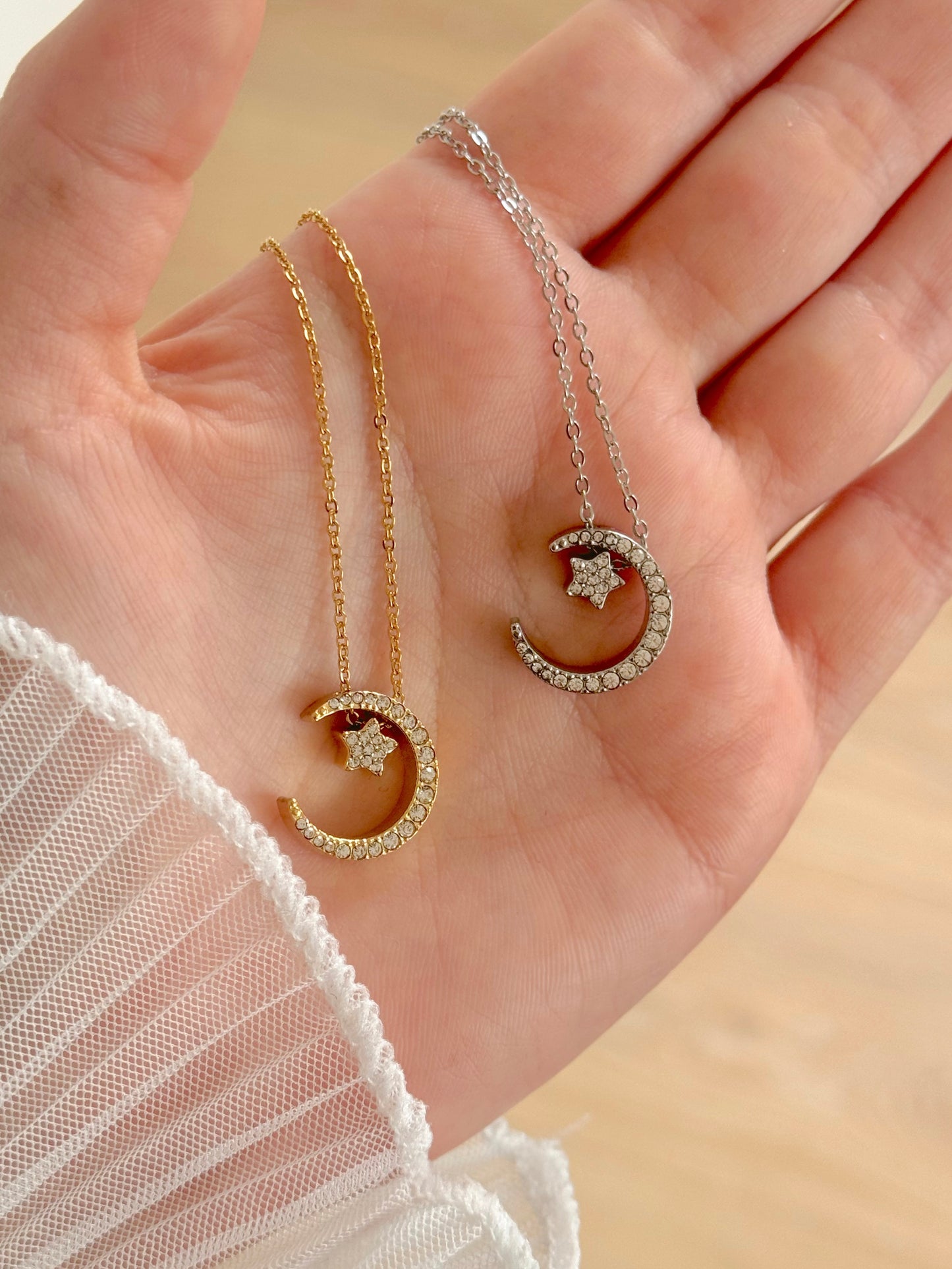 Moon and star necklace