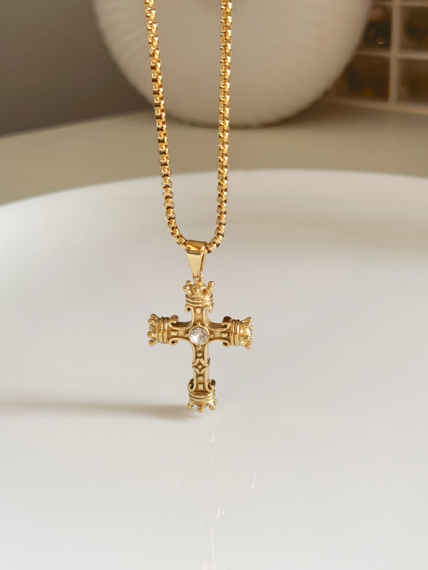 Unisex thick cross long necklace