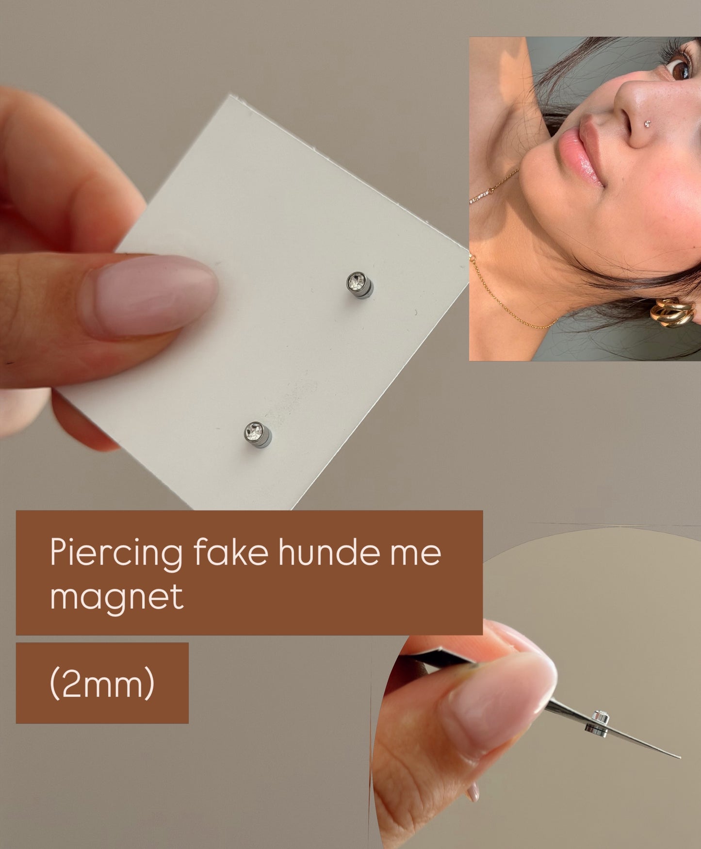 Fake magnet nose piercing (2pcs set)
