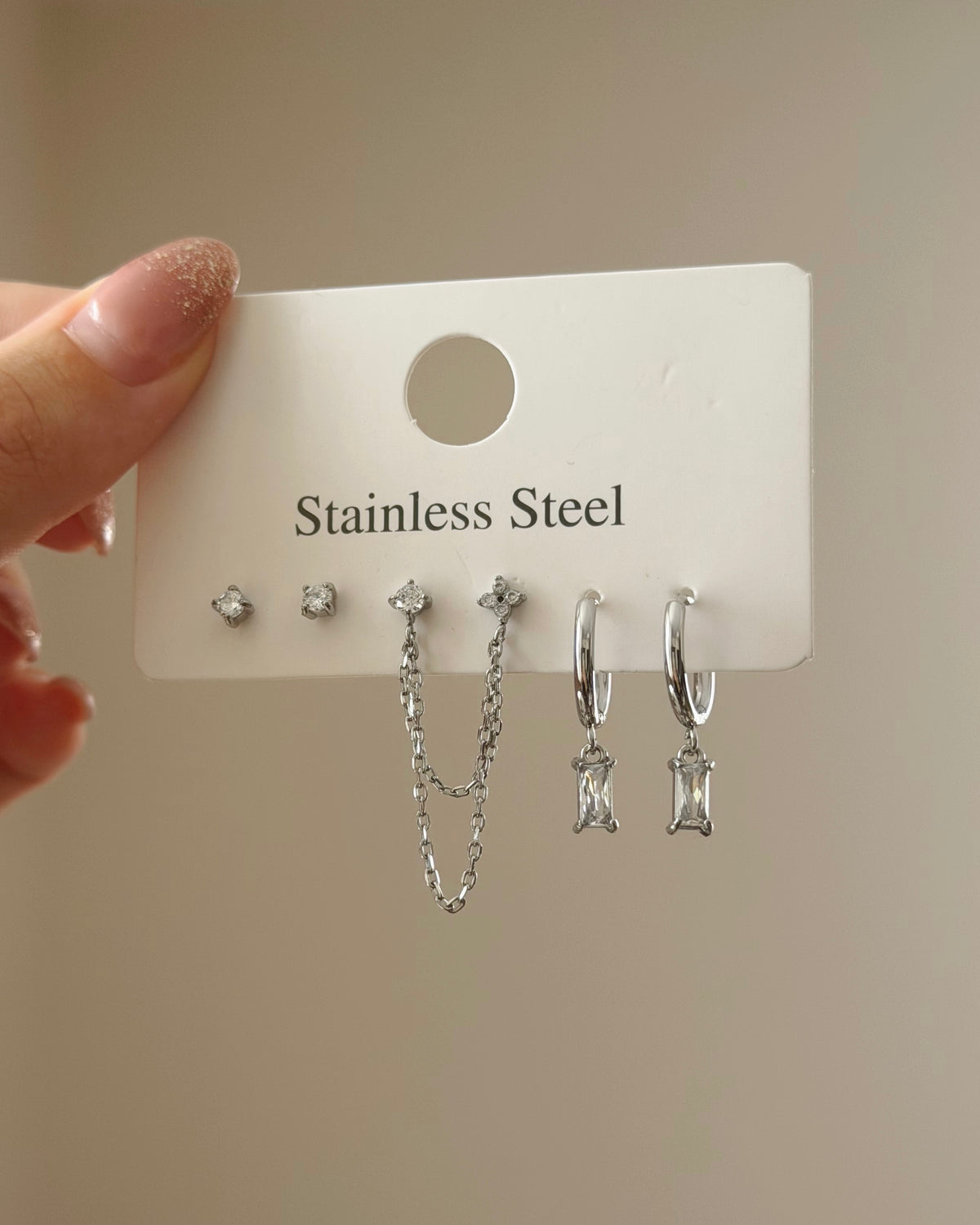 Silver earrings set 6 pcs