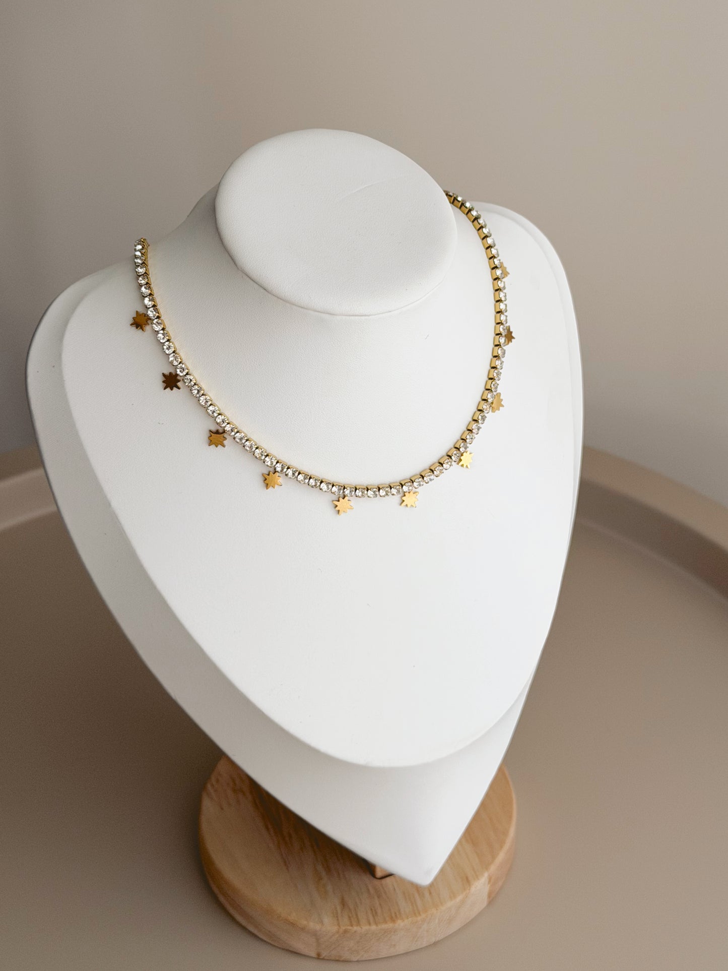 Gold sparkle tennis necklace