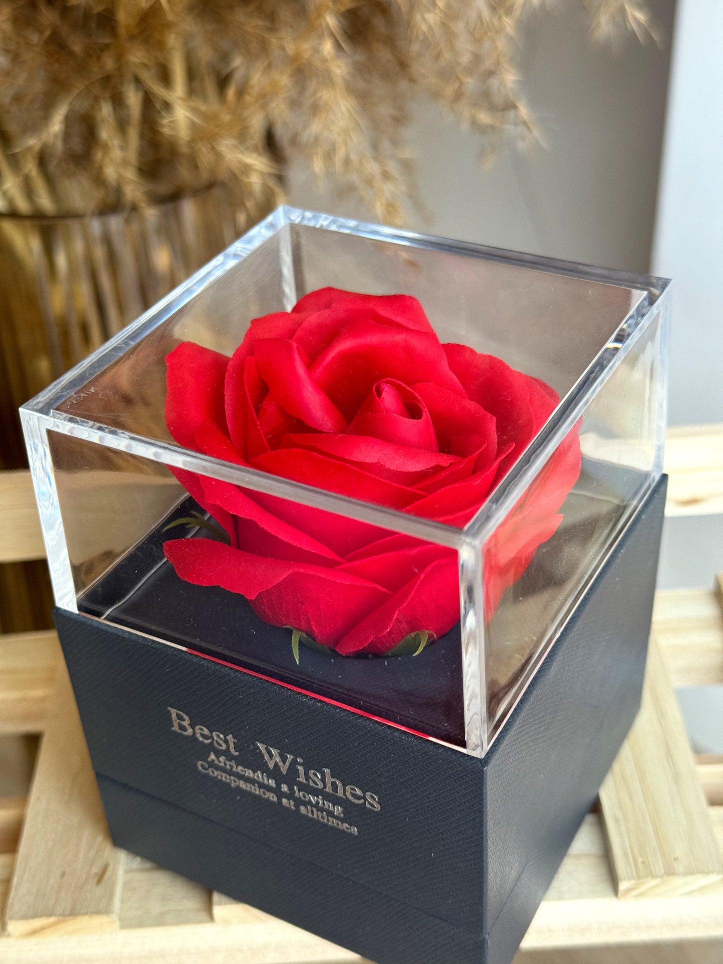Love you envelope necklace and red rose set