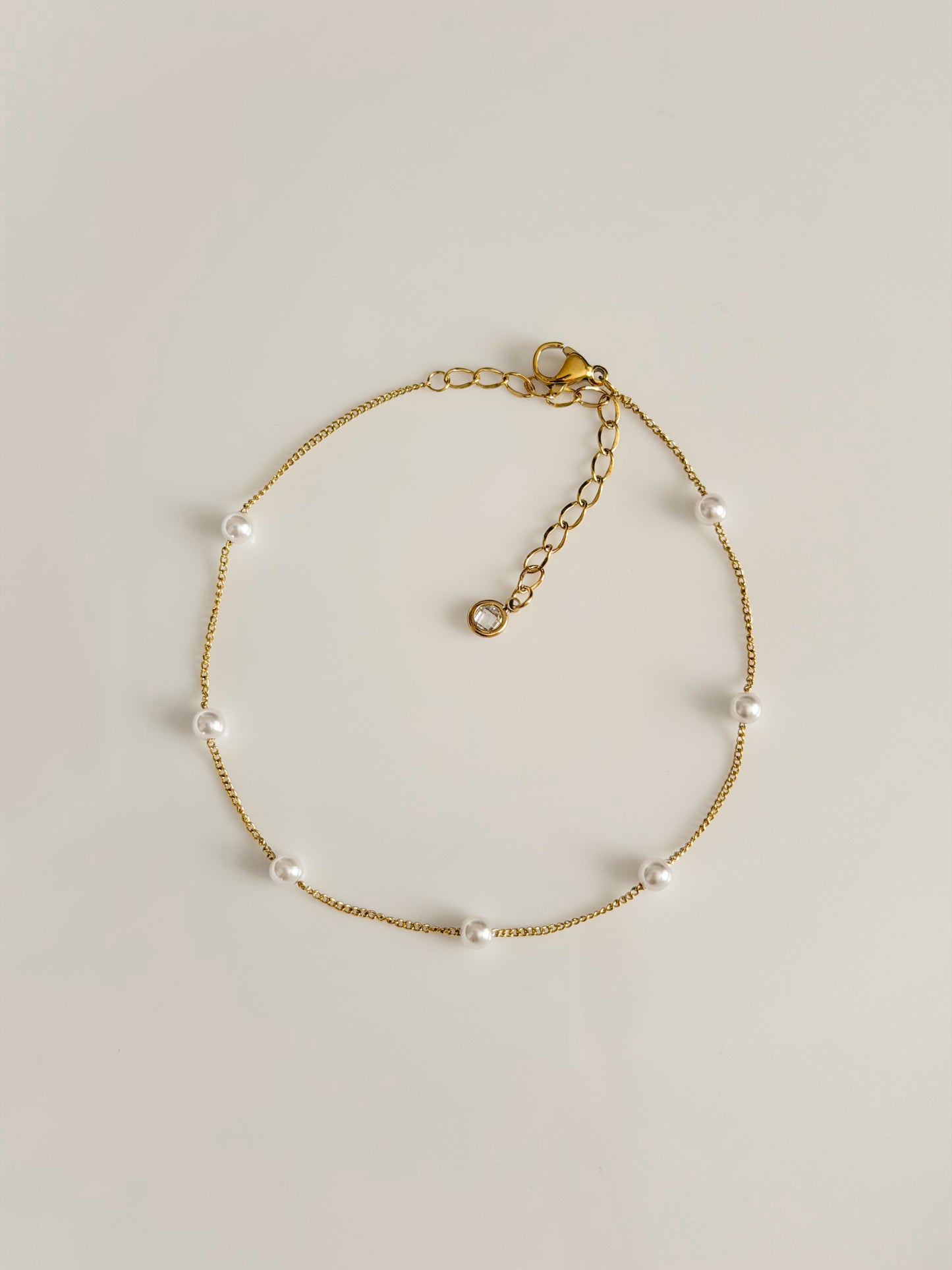 Pearl gold anklet