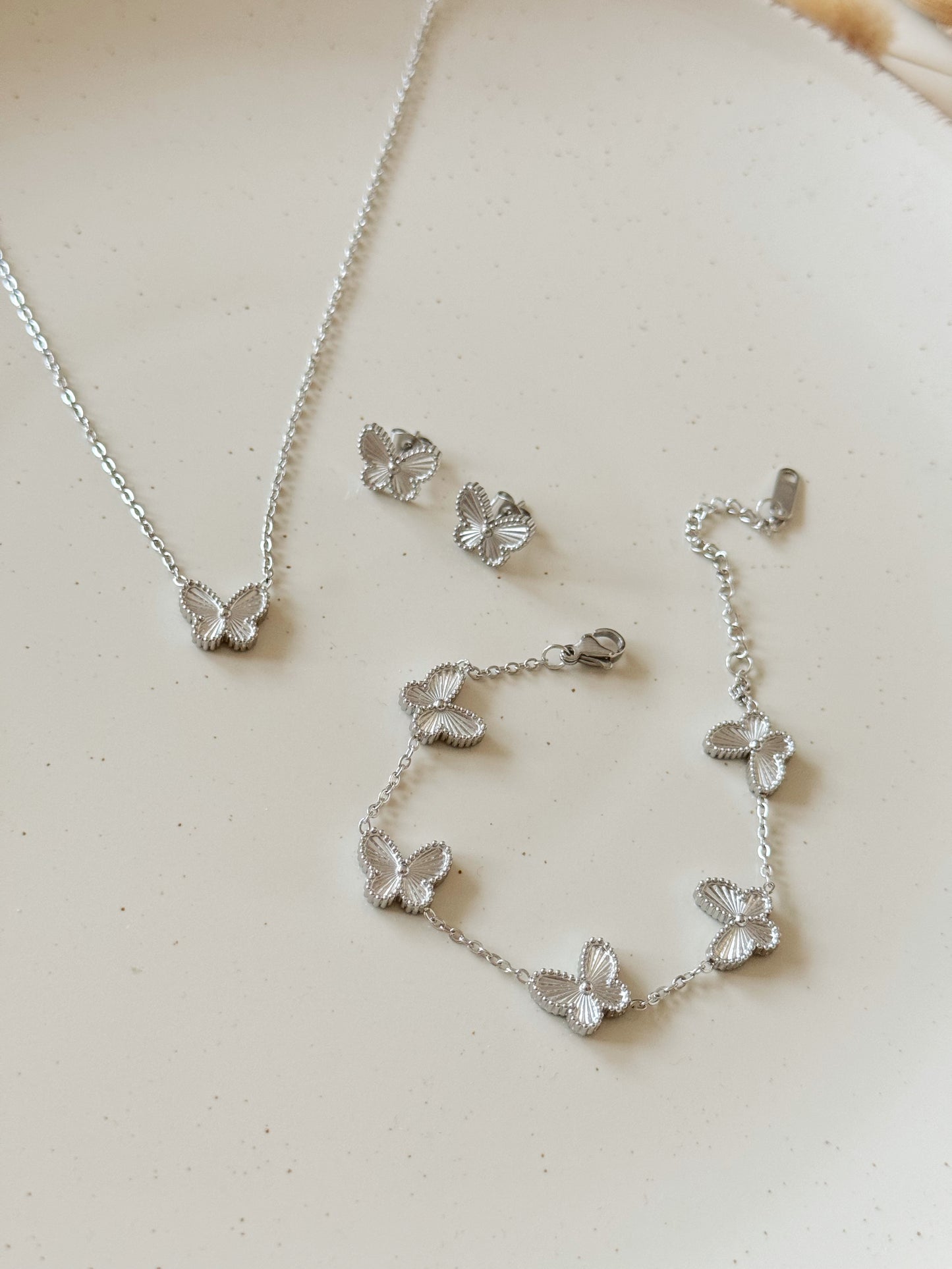 Silver van cleef butterfly set