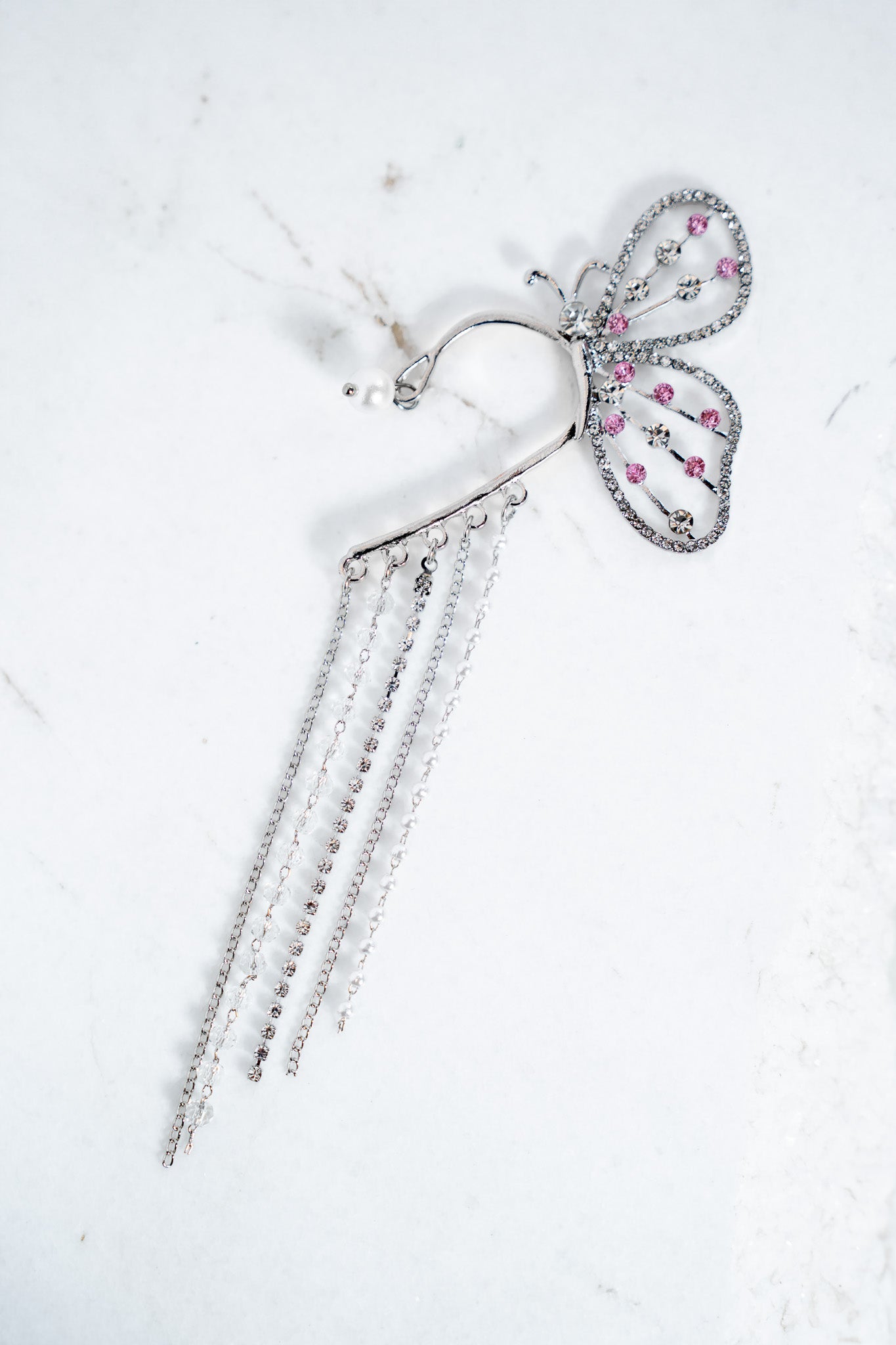 Butterfly tassel ear cuff