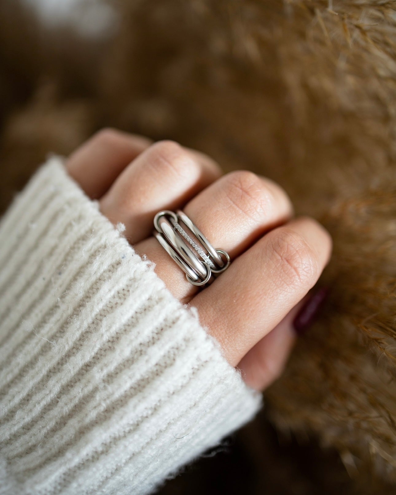 4 rings Layered ring silver