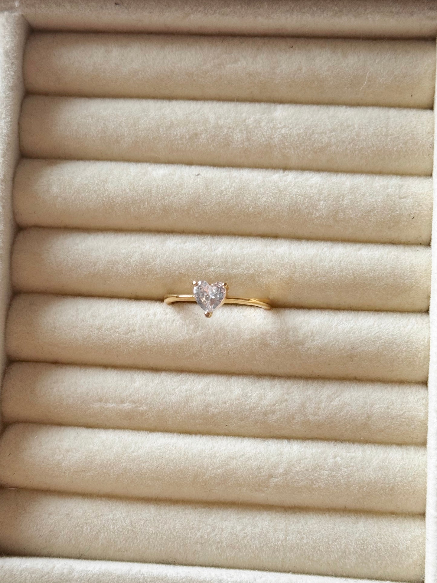 Heart zircon ring gold