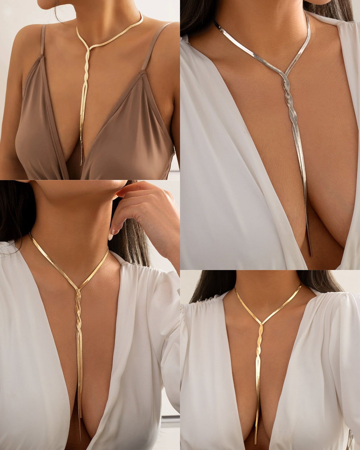 Long spiral snake necklace