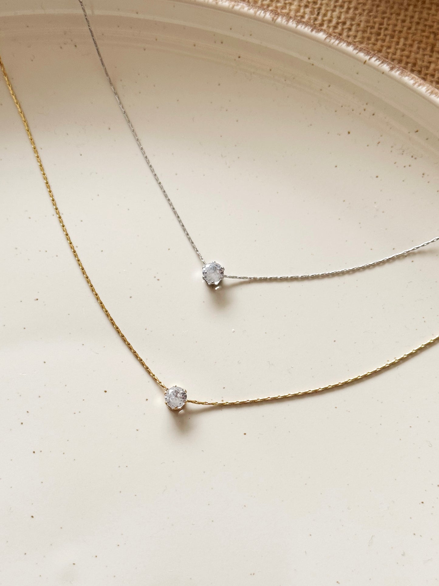 Minimal zircon stone necklaces