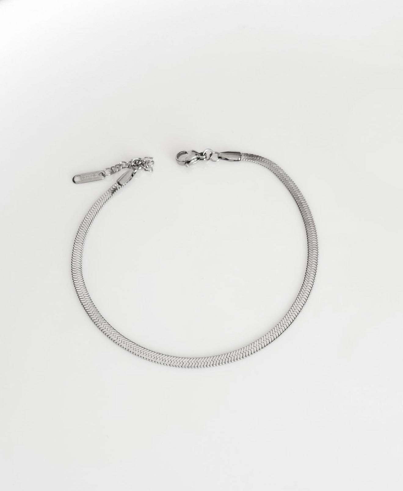Silver snake chain anklet