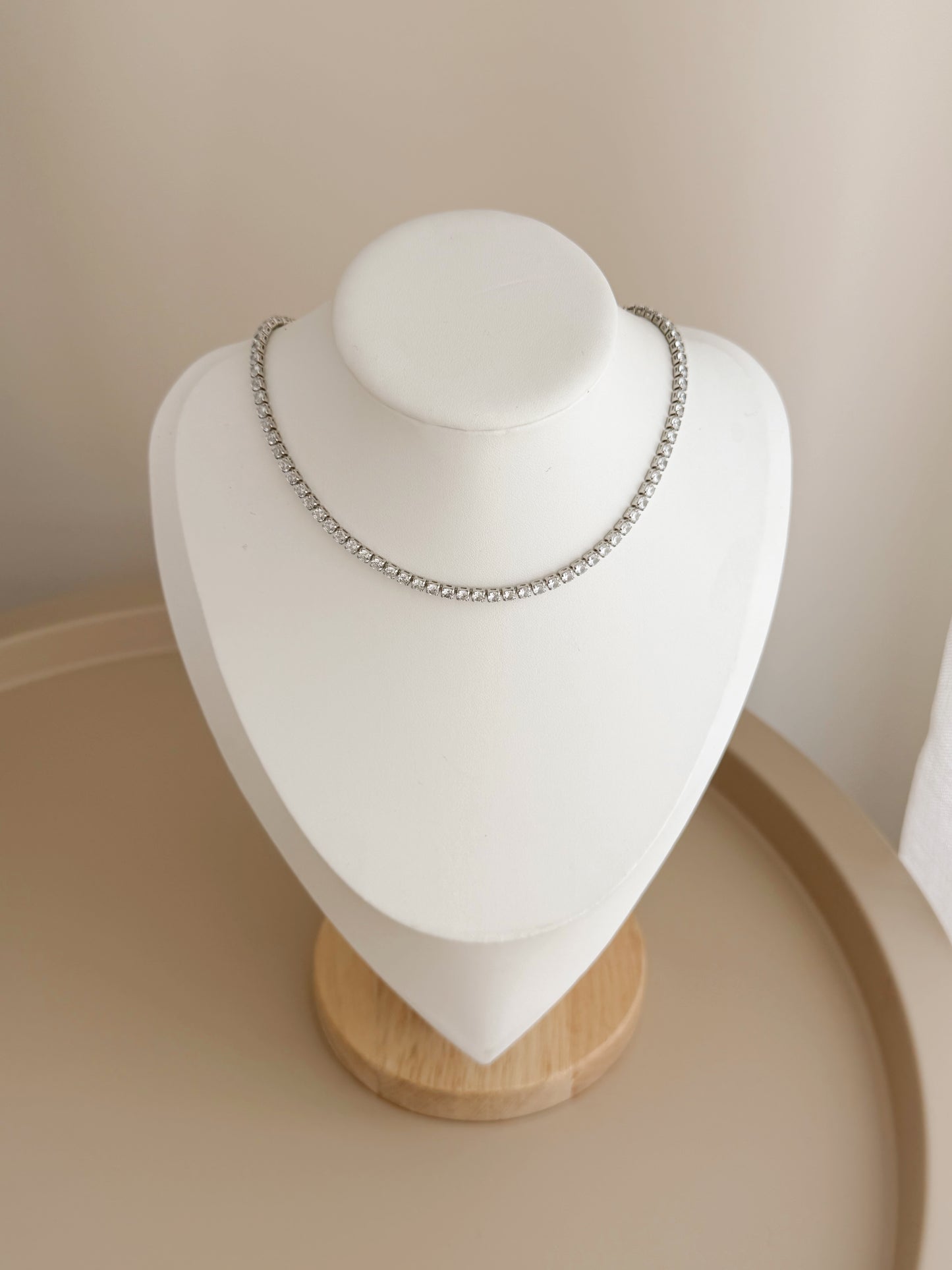 Classic silver tennis necklace