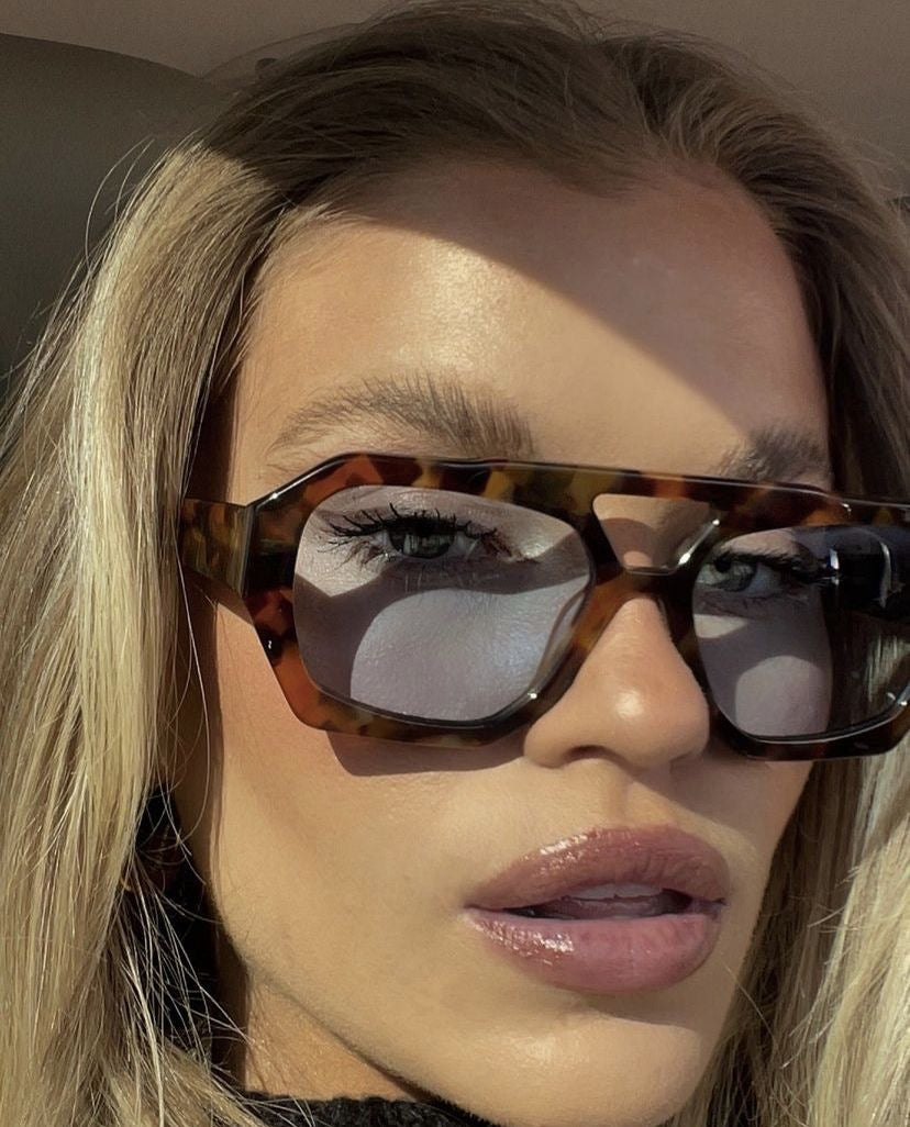 Leopard and blue bold sunglasses