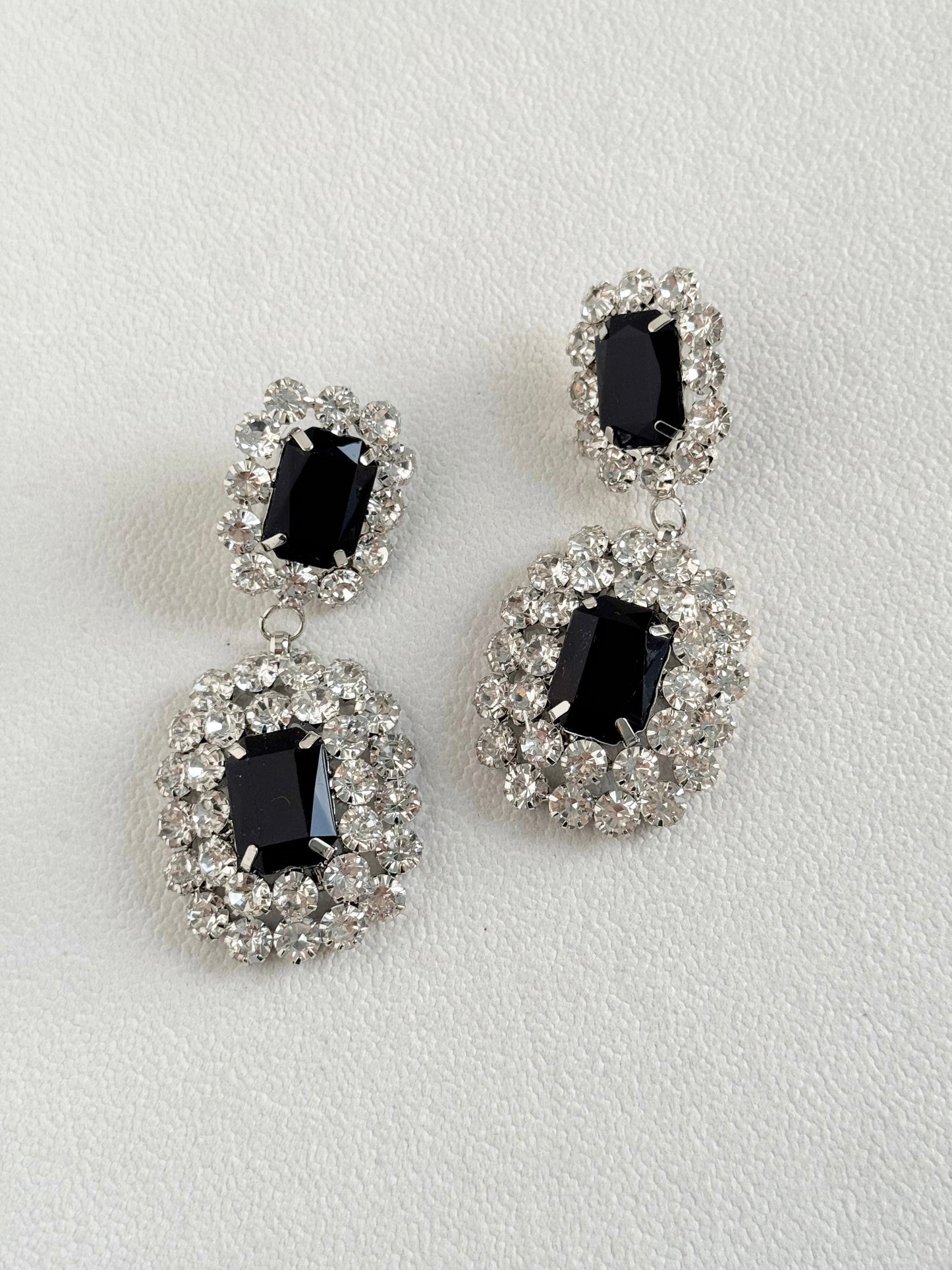 Statement black stone event earrings