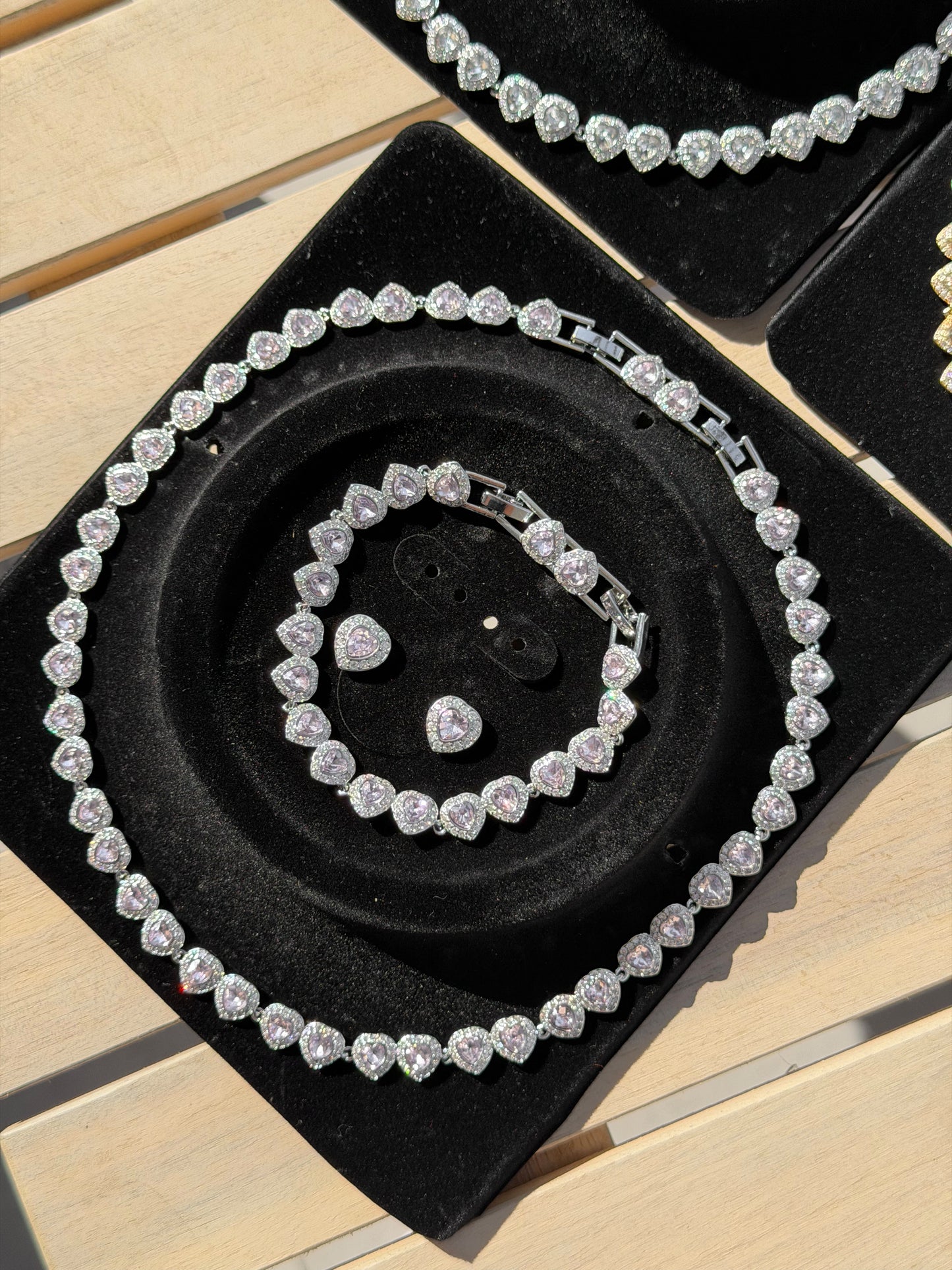 Swarovski angelic set ( pink silver heart)