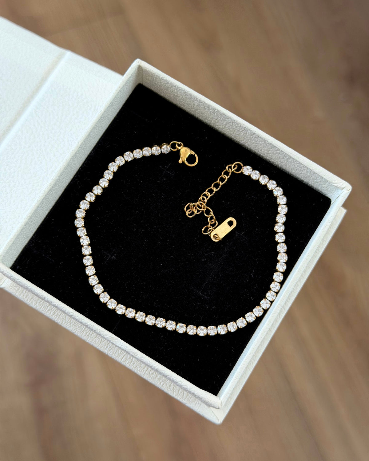 Tennis unisex bracelet gold (3mm, 20cm base + 6cm extension)
