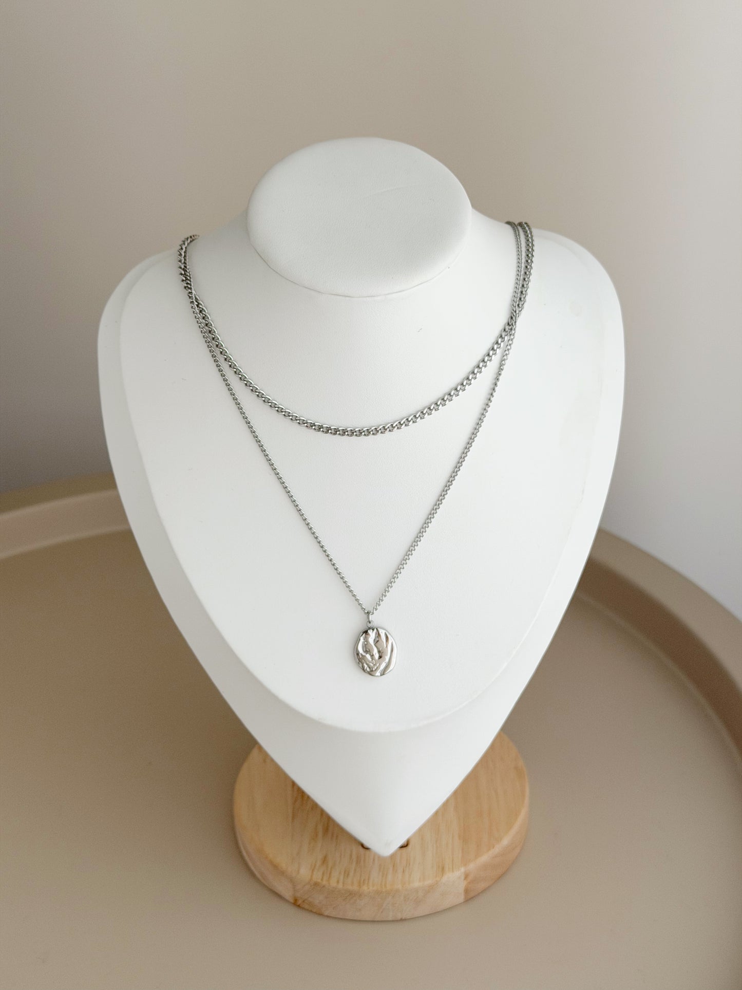 Double chain necklace silver
