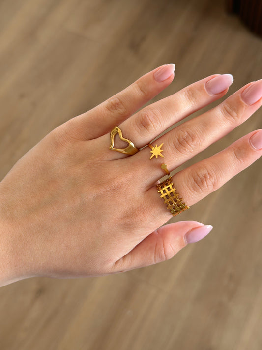 3 pcs rings set gold