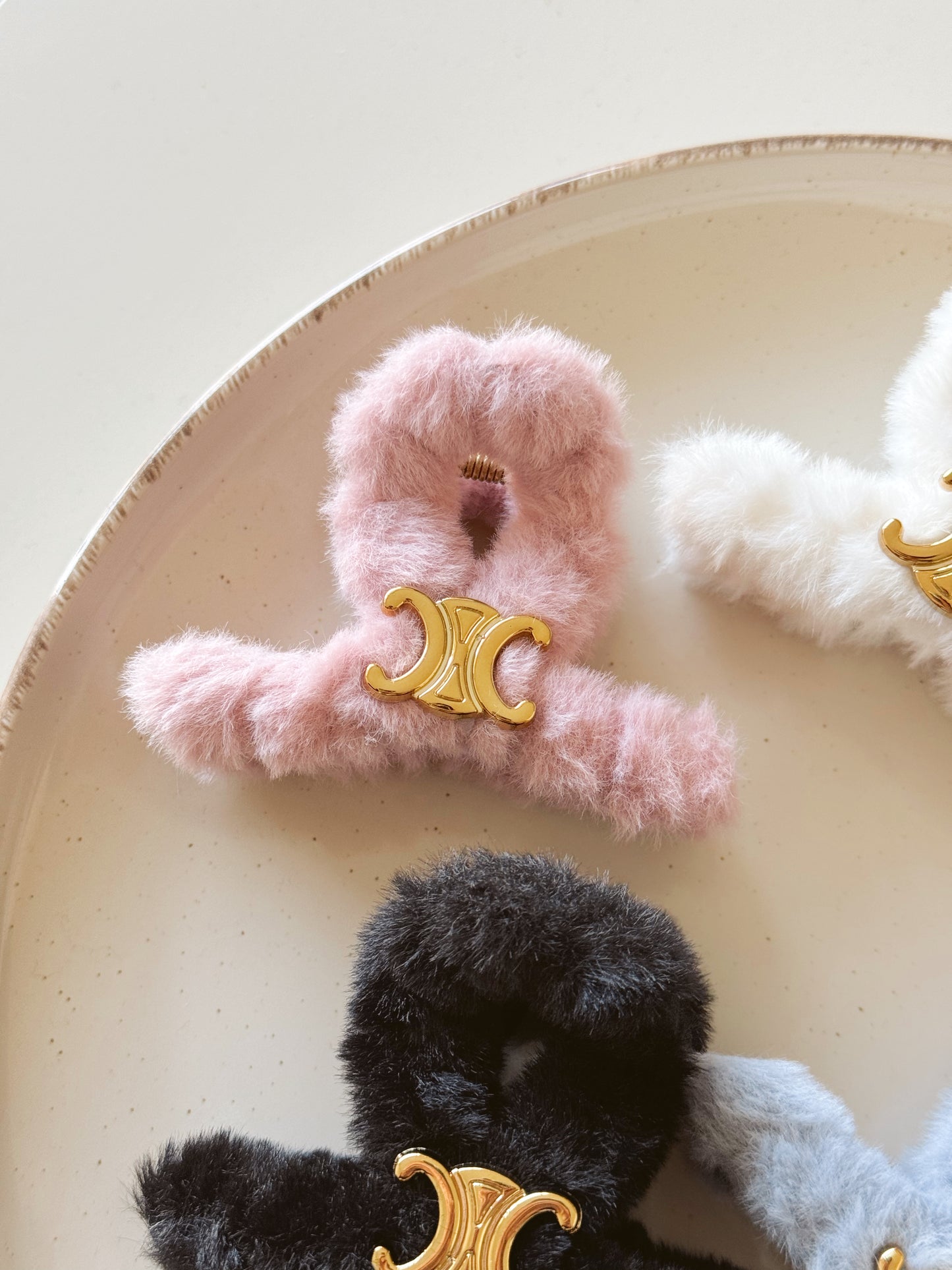 Celine plushy hair clips