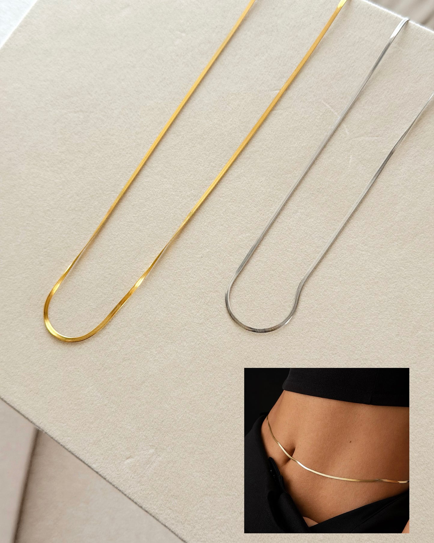 Thin Snake belly waist chain