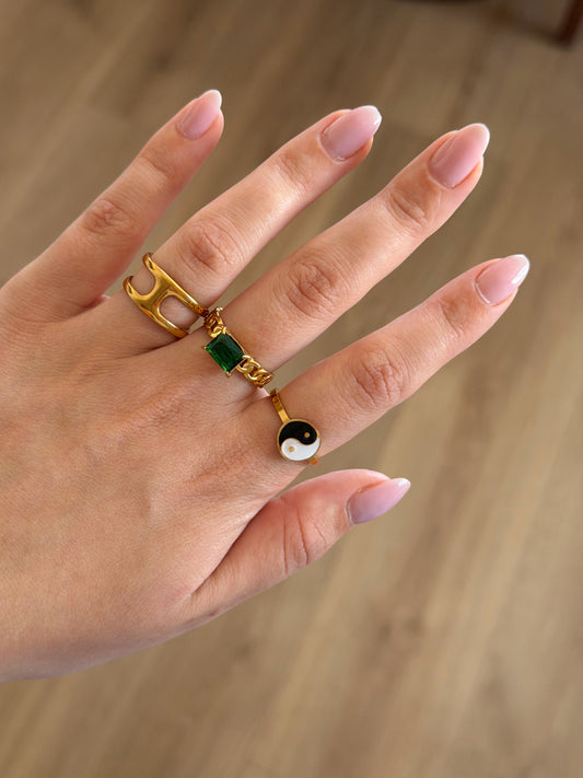 3 pcs rings set gold