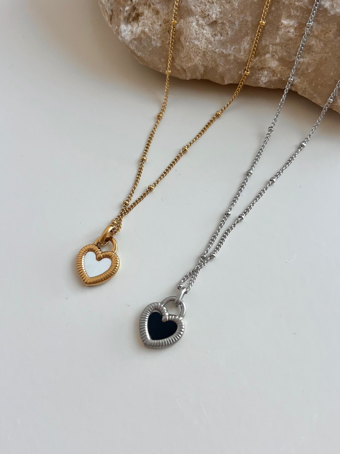 Black & white heart necklace