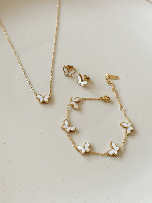 Gold and White van cleef butterfly set