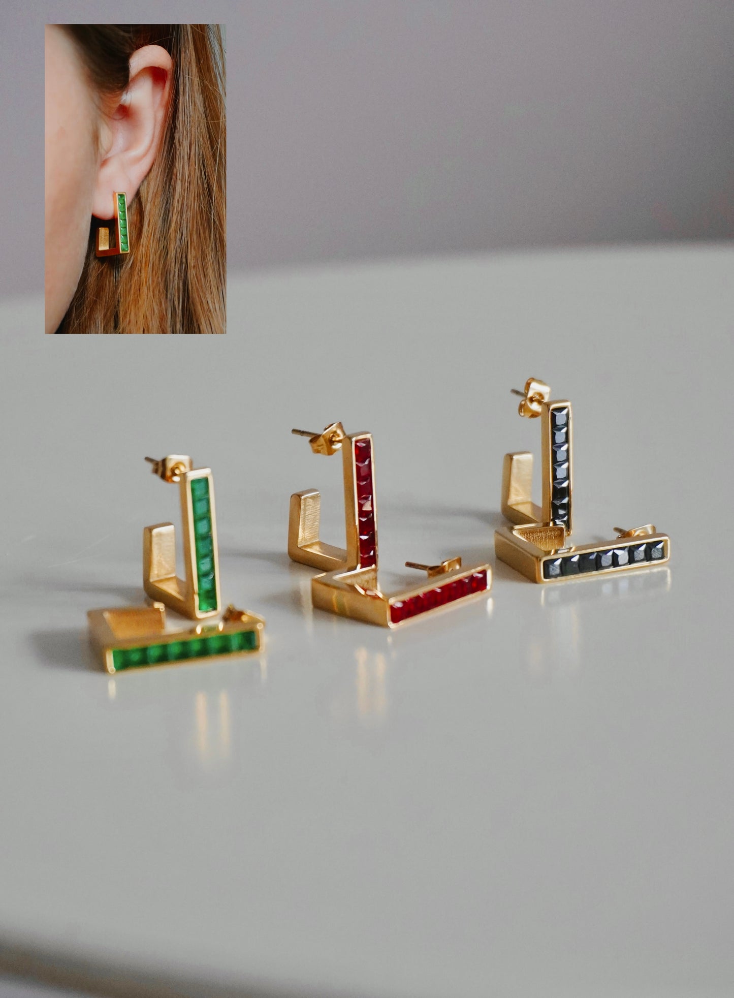 Square stone earrings