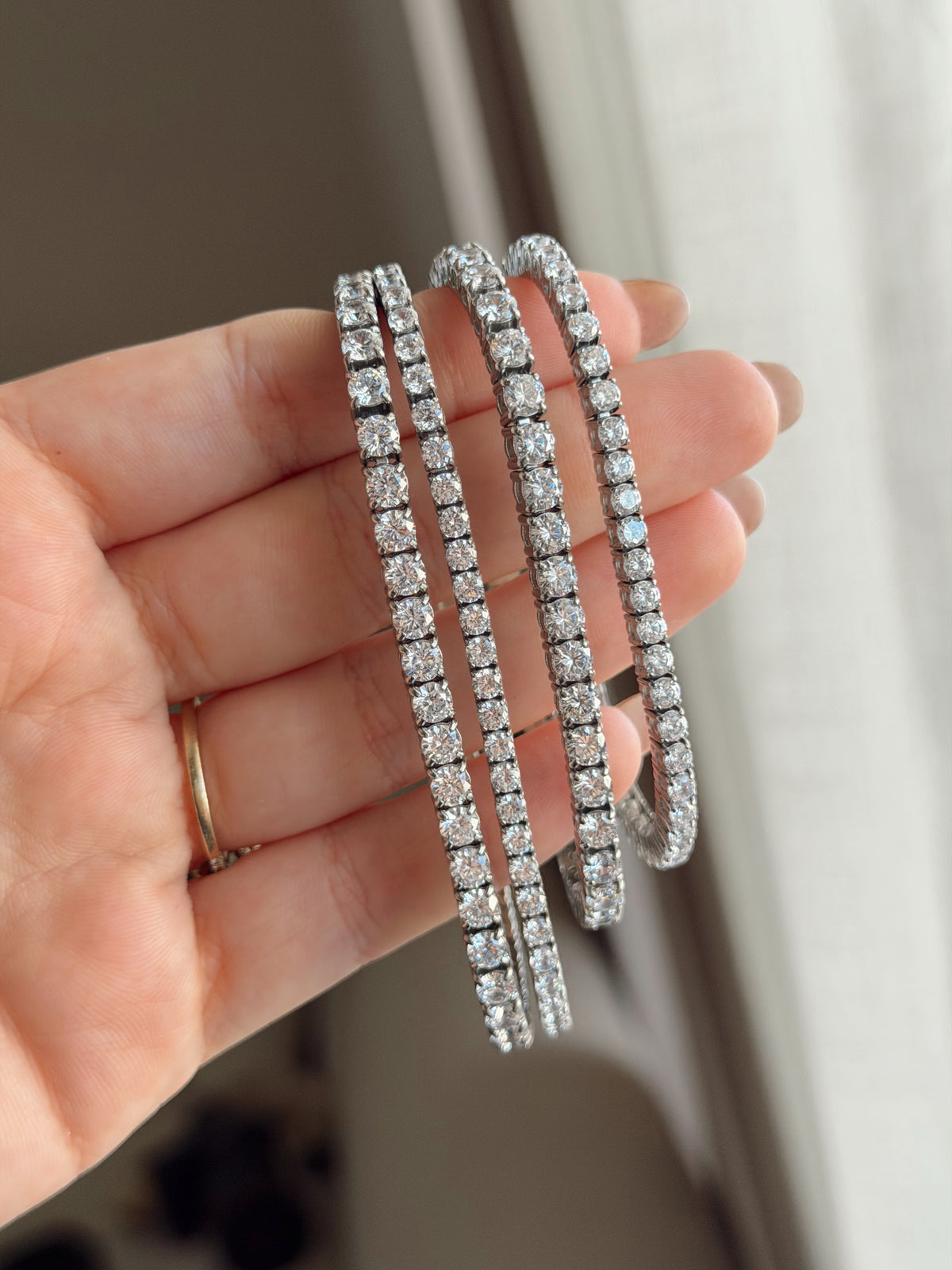 Premium zircon & stainless steel tennis bracelet unisex