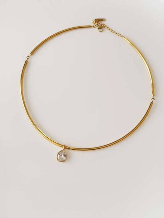 Bold tear drop charm necklace