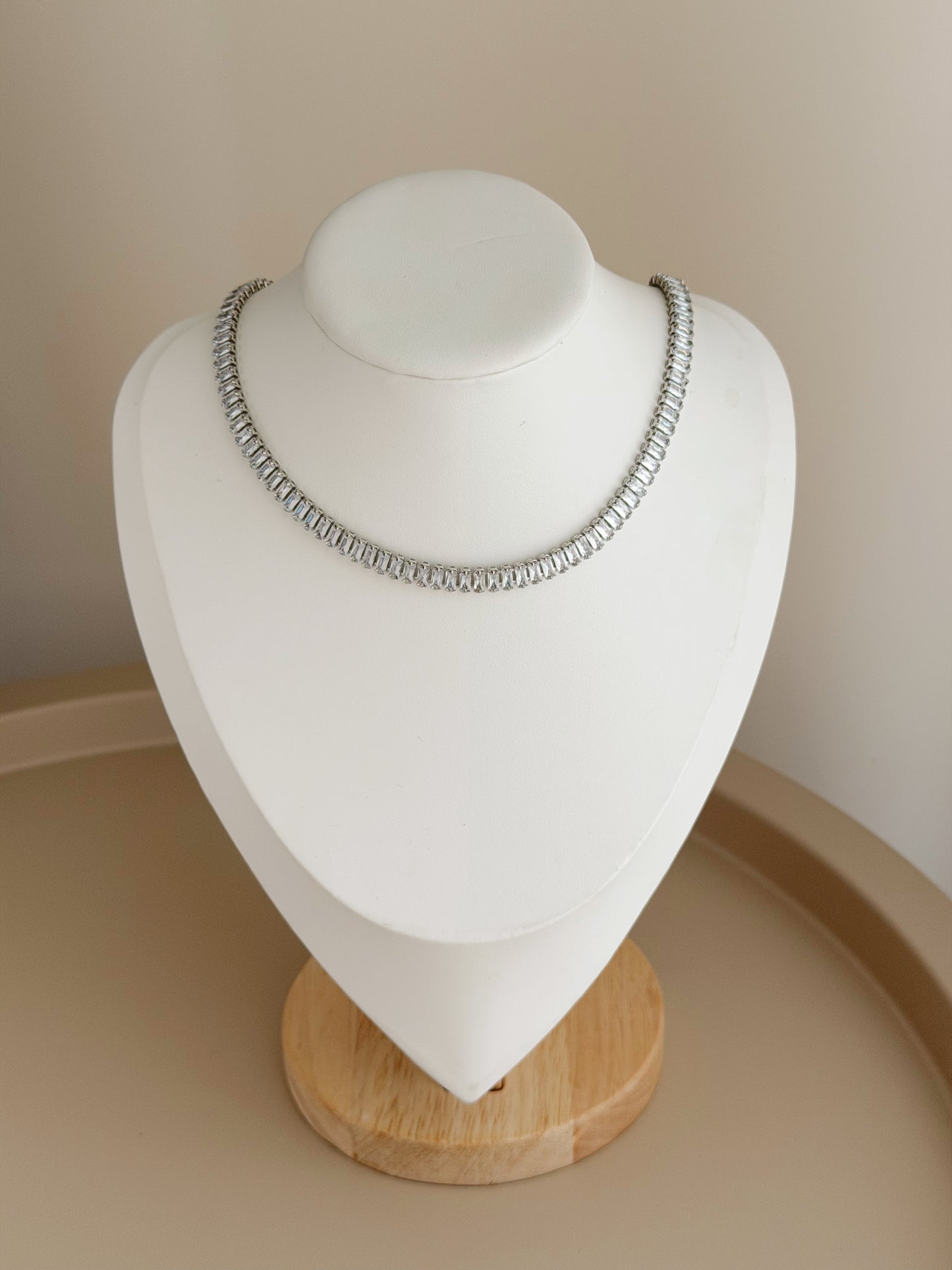Silver tennis necklace