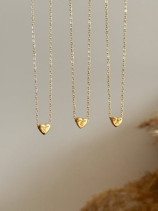 Heart initial necklaces