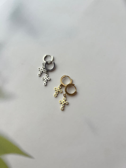 Cross zircon earrings