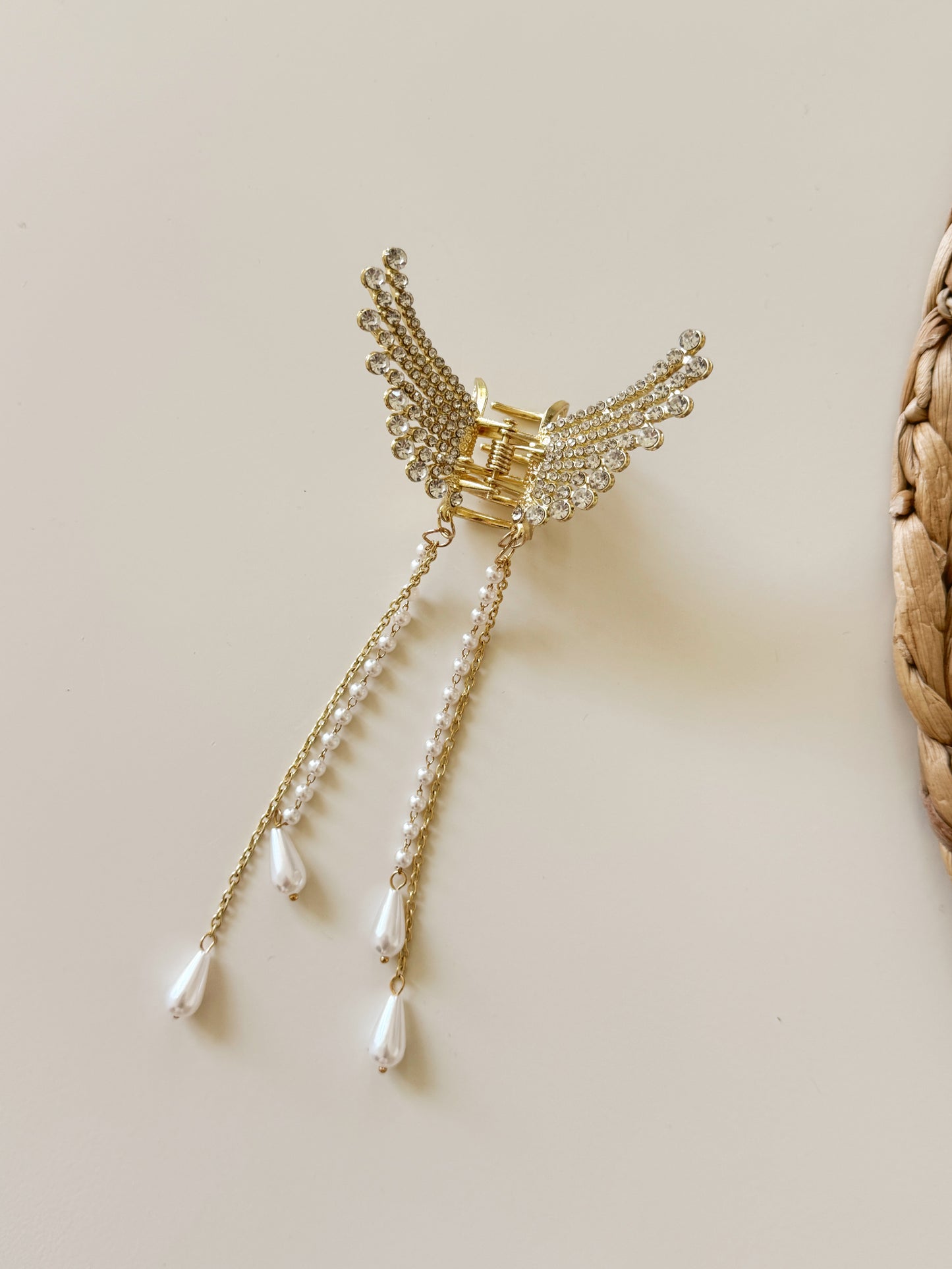 Stones angel wings hair clip