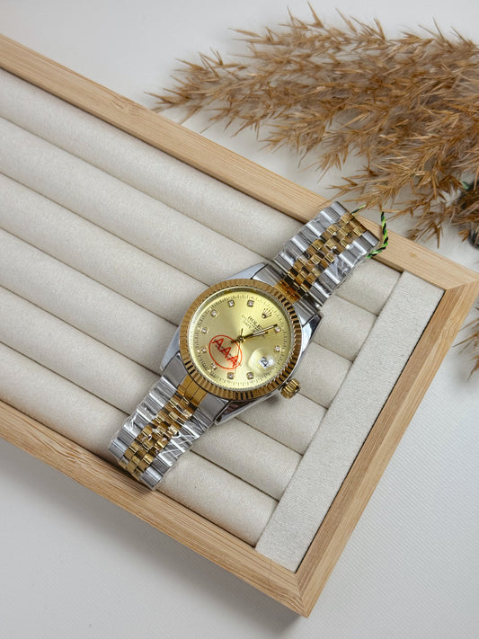 Golden rolex watch unisex