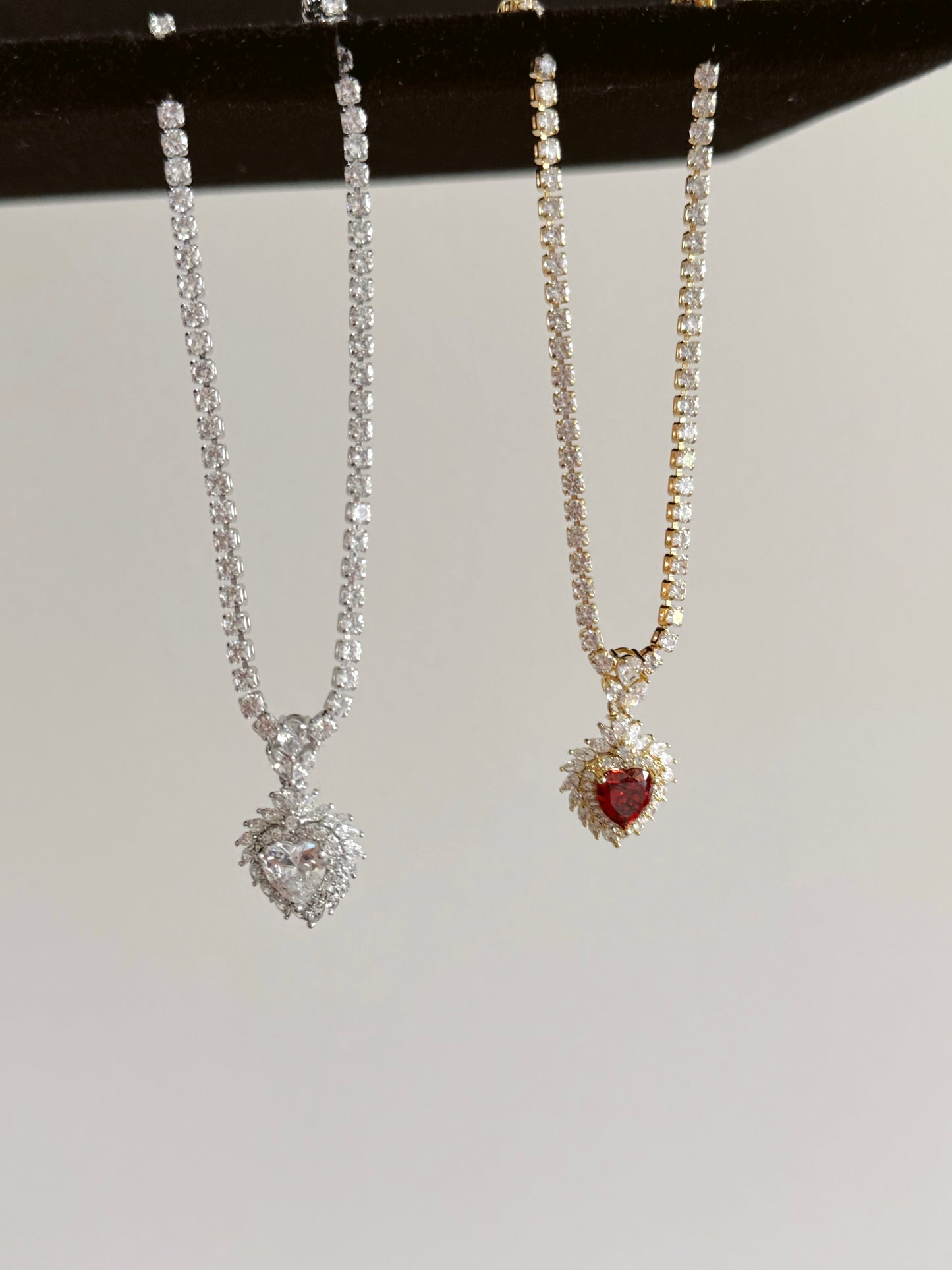 Tennis heart necklaces