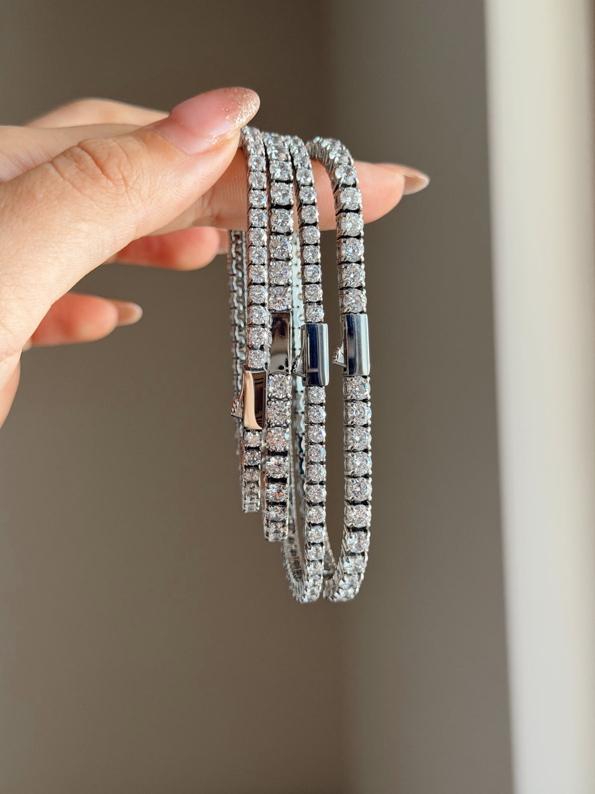 Premium zircon & stainless steel tennis bracelet unisex