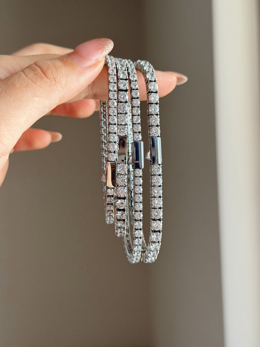 Premium zircon & stainless steel tennis bracelet unisex
