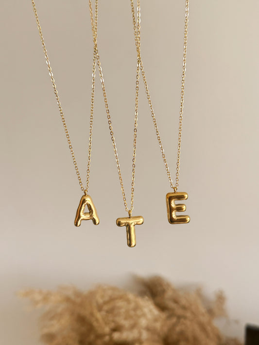 Bubble initial necklaces