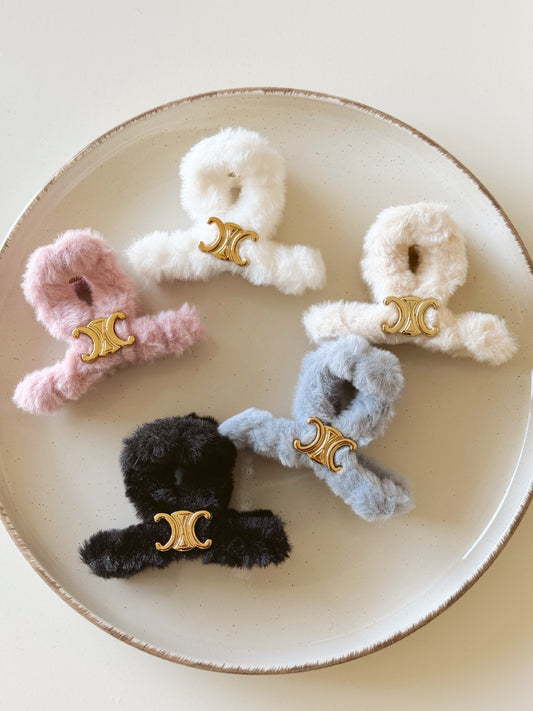 Celine plushy hair clips