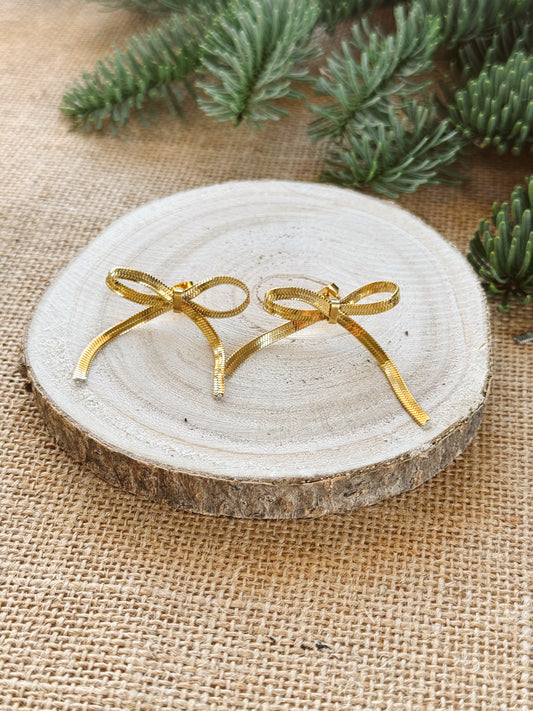 Snake bow earrings gold