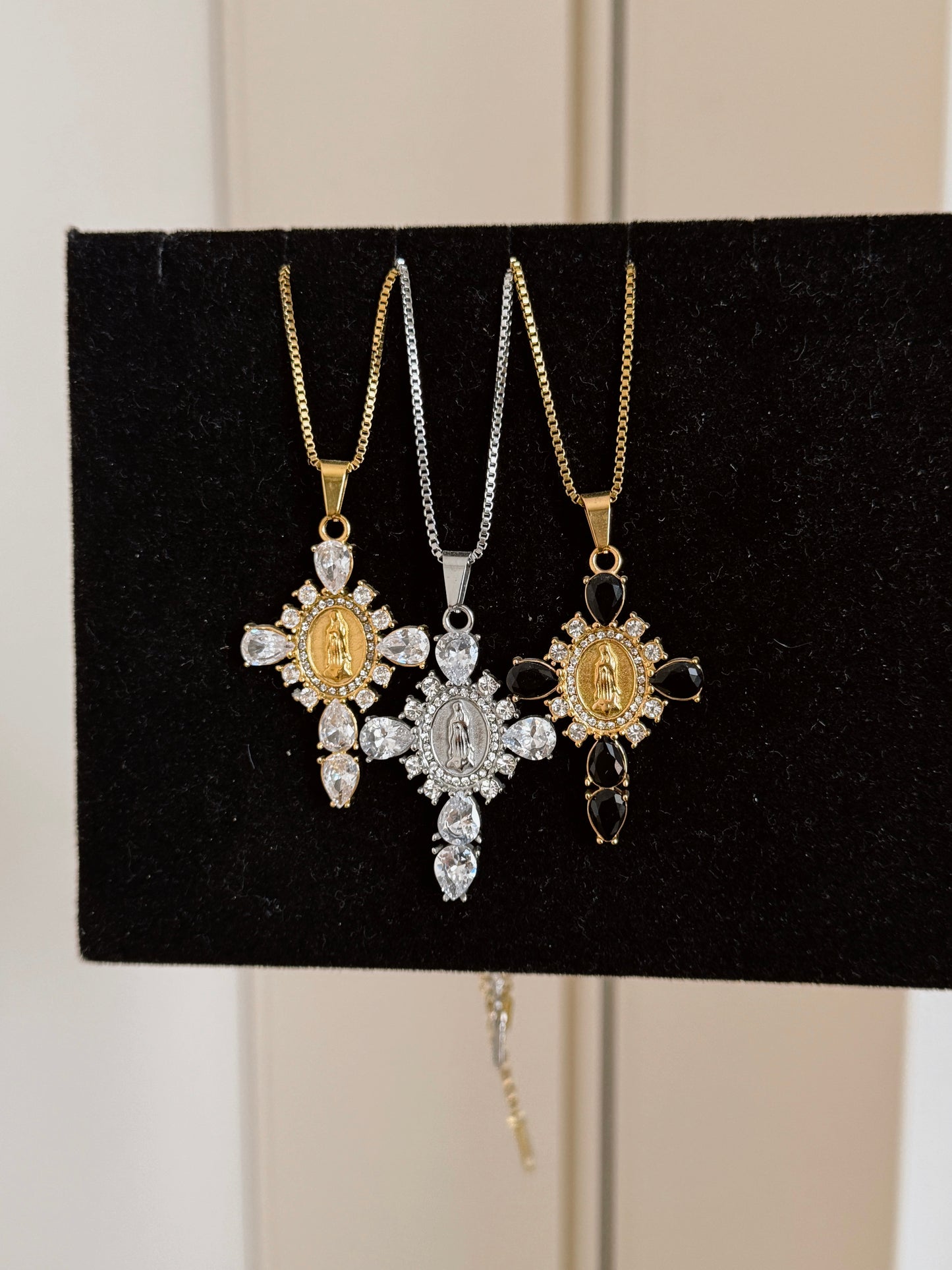 Bold cross zircon necklace unisex
