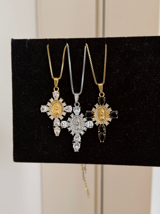 Bold cross zircon necklace unisex