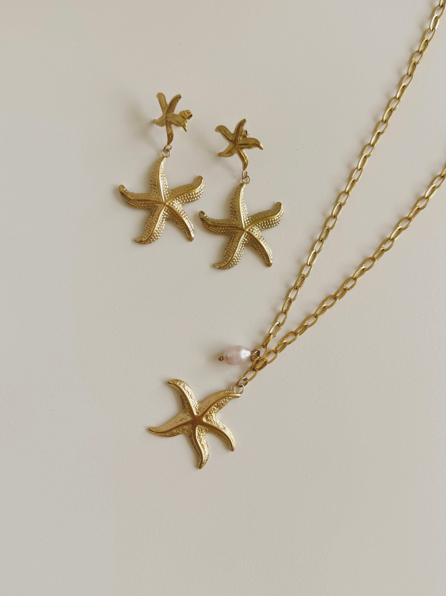 Starfish earrings and necklace