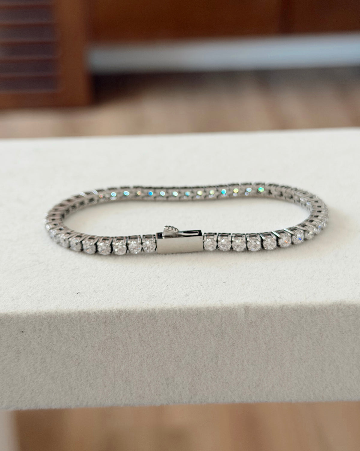 Premium zircon & stainless steel tennis bracelet unisex