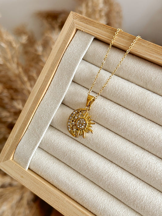 Moon and sun necklace