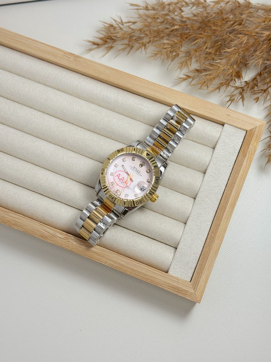 Soft pink rolex watch unisex